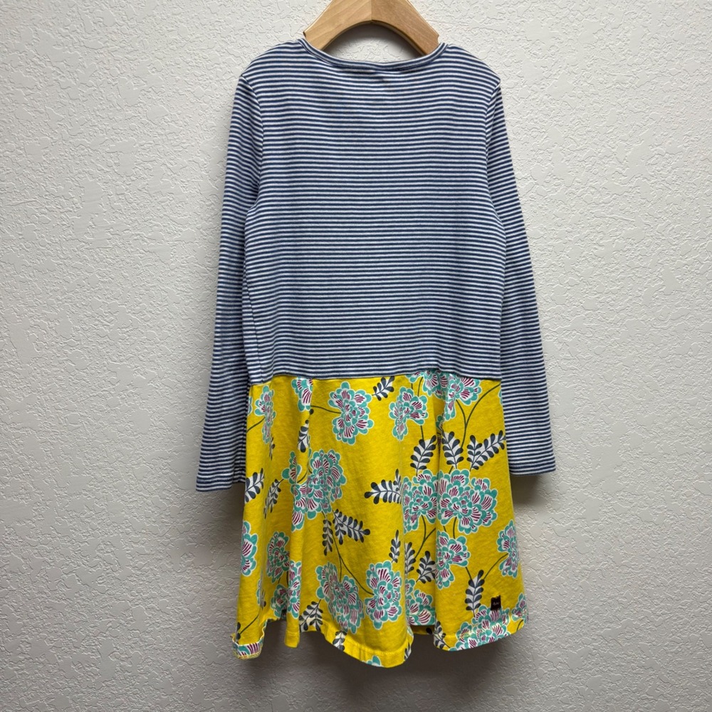 Tea‎ Collection Girls Dress Size 7 Blue Striped Floral Print Long Sleeve - Picture 4 of 4